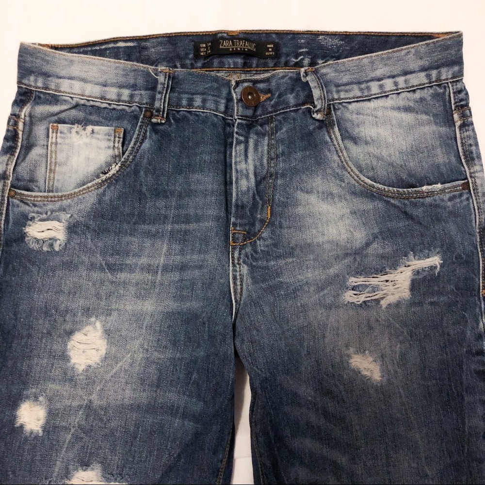 ZARA DISTRESSED BOYFRIEND JEANS - Picture 3 of 7
